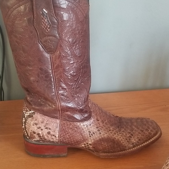 Snake skin python square toe boots - Picture 2 of 4